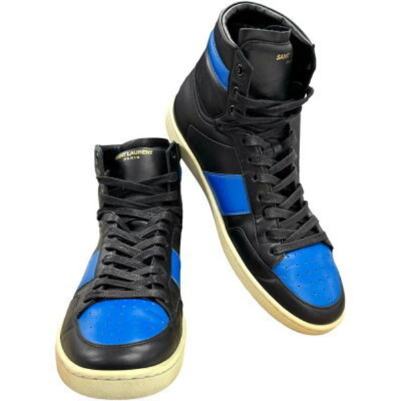 Saint Laurent Paris High Top Sneakers Blue Black - Picture 1 of 9